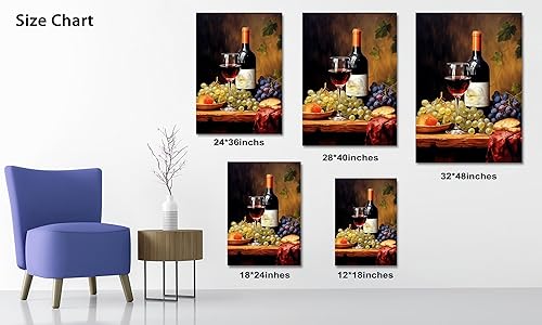 Miniatura 22 de Hzddty Lienzo decorativo para pared, diseño rústico de cocina, vino tinto y pan, cuadros de comida para decoración de pared, impresiones de pintura