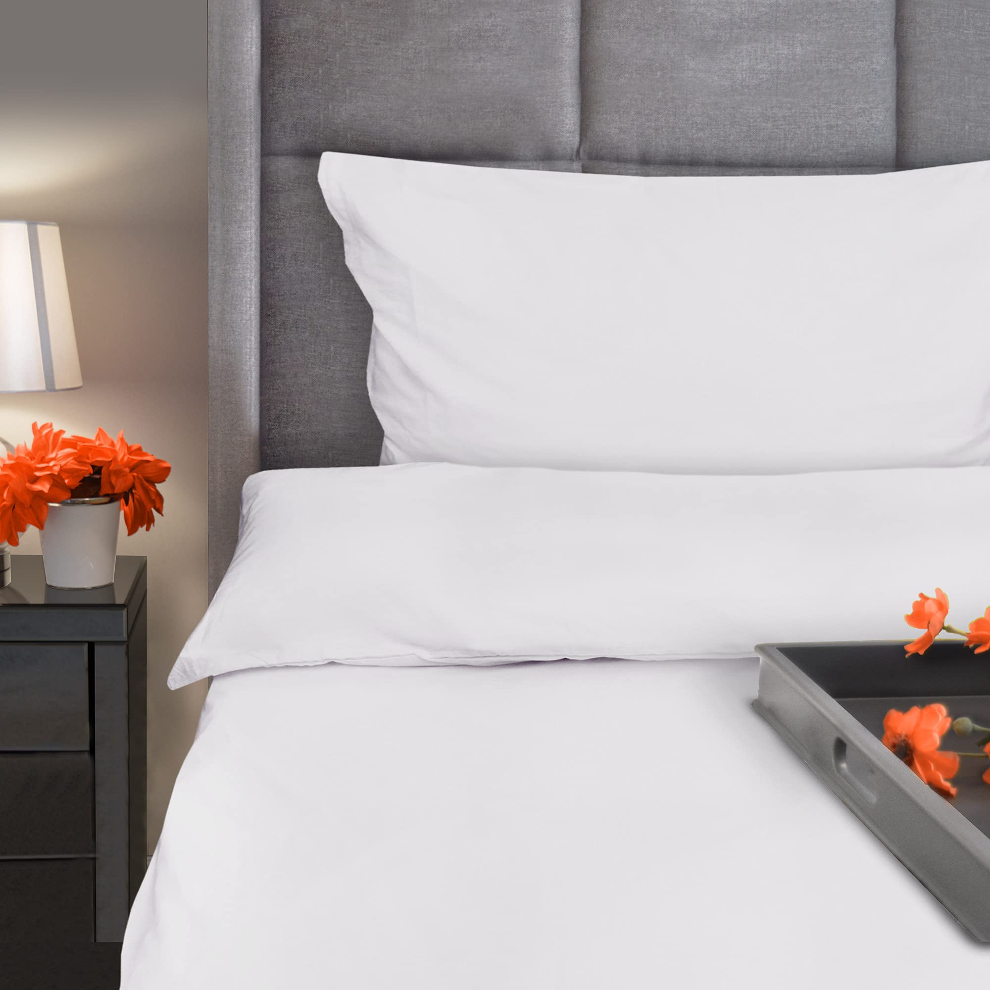 Beautissu Set di 2 copripiumino biancheria da letto singolo in 100% cotone | 135x200 bianco federa cuscino 80x80 dotato di cerniera renforcé Julie