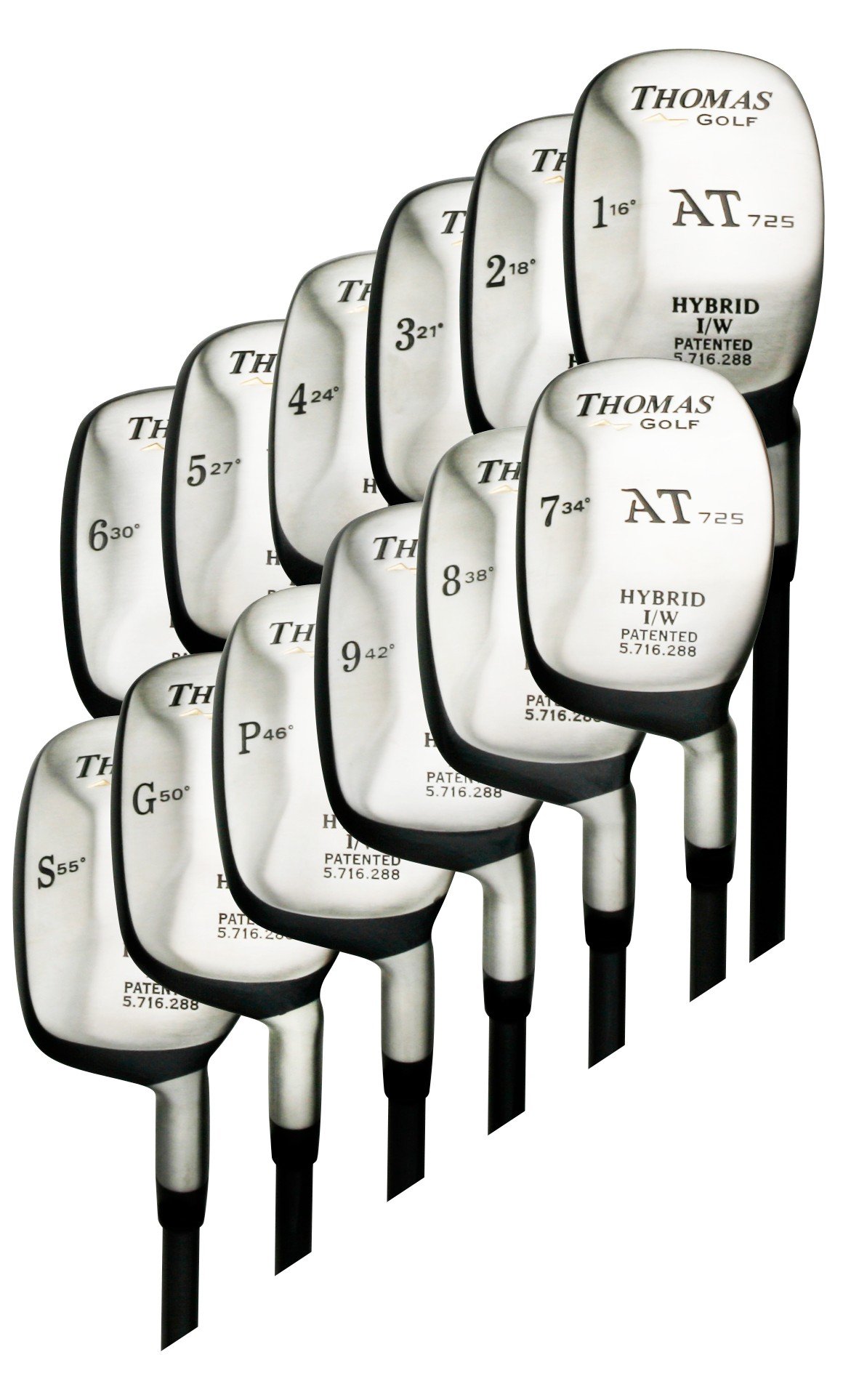 8-Club Hybrid Set (#3,4,5,6,7,8,9,PW All True Hybrids) - Senior Flex Graphite Shaft - Right Handed - Square Head - with Head Covers - Utility Rescue Clubs - by THOMAS GOLF