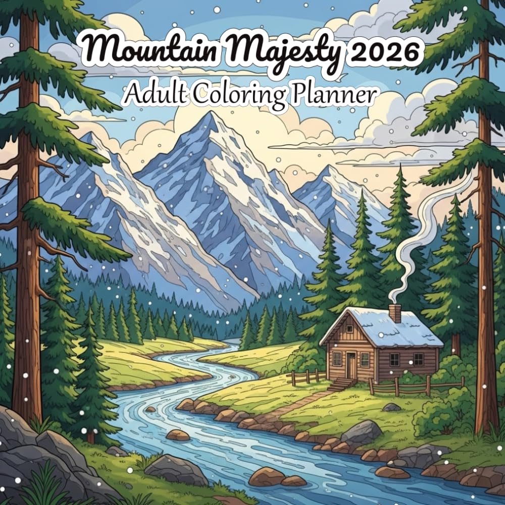 Mountain Majesty 2026 Adult Coloring Planner: Relax, Plan, and Color Through the Year