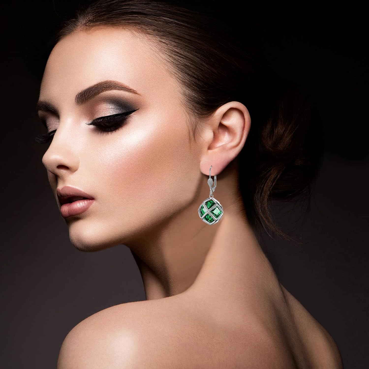 14MM Austrian Crystal Dangle Earrings for Women 14K Glod Jewelry - Image 2