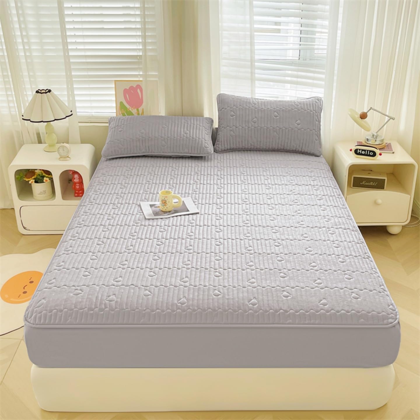 Waterproof Mattress Protector - Quilted Waterproof Breathable Soft Mattress Pad Cover, Machine Washable, 6-11 in Deep Pocket (Gray,Queen 60"x80")
