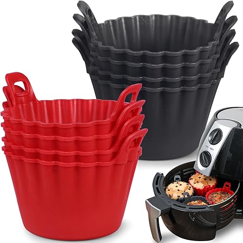 Miniatura 8 de Webake Freidora de aire de 6 pulgadas para hornear, sartén de silicona antiadherente para hornear con asa, sin BPA, juego de 2