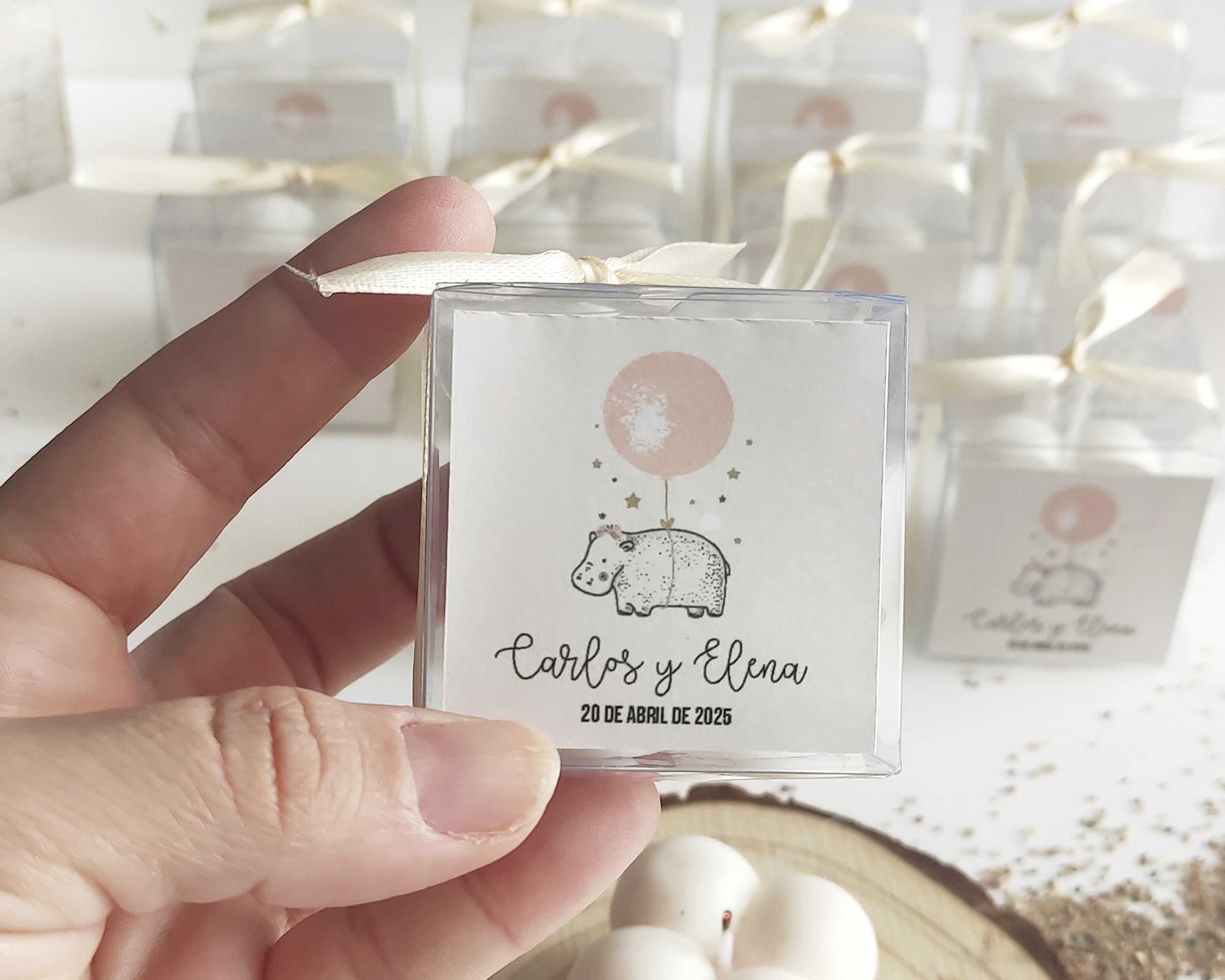 Set 12 Velas Aromáticas Bubble Personalizadas para el Bautizo, Aroma Chai, Regalo Ideal para los Invitados, Varios Diseños a Escoger