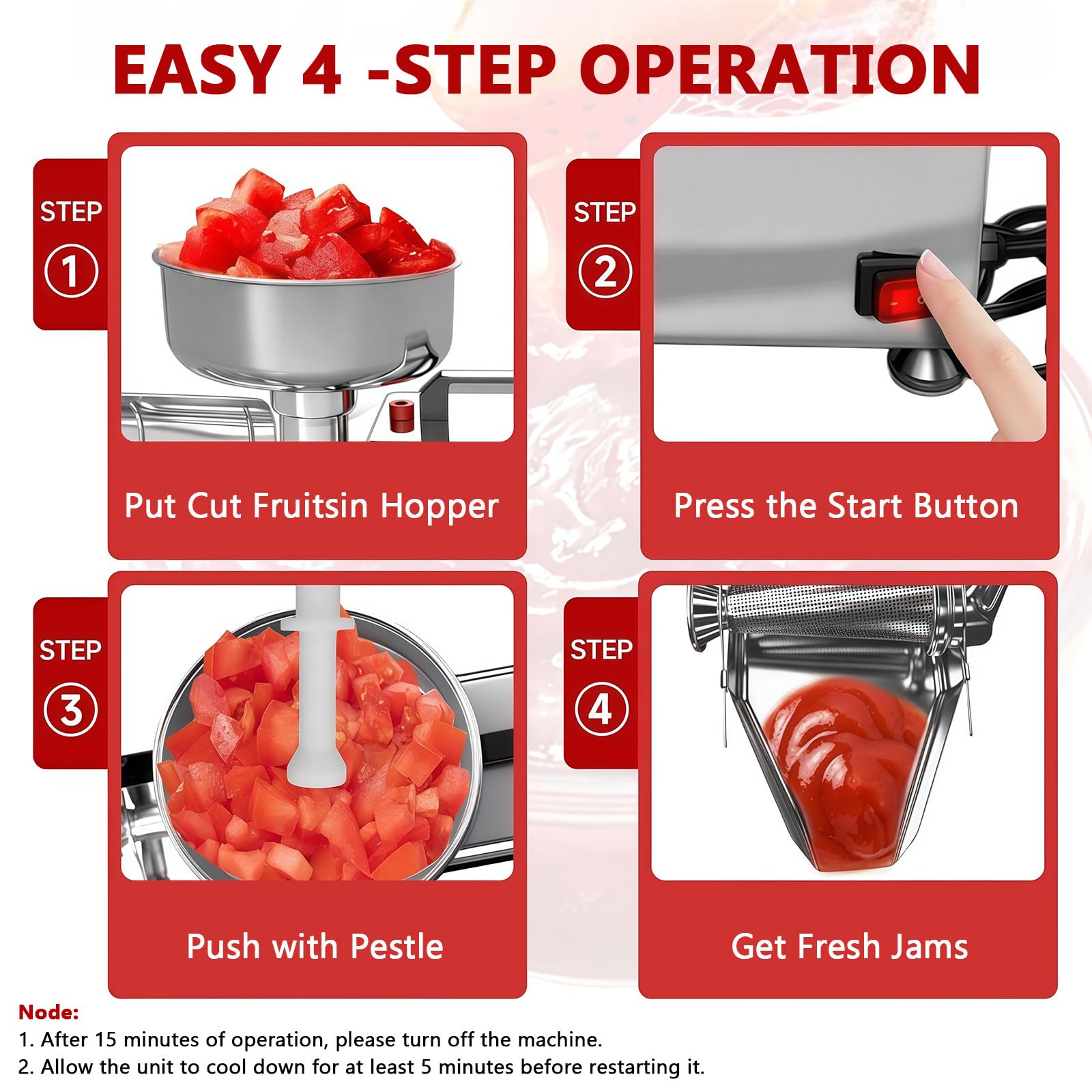 BANGBANGJI Passata di Pomodoro Fresatrice in Acciaio Inox 450W, Pressa per Alimenti, Schiaccia Marmellate & Salse, 200-350 lbs/h per Salsa di Pomodoro Fragole Mirtilli
