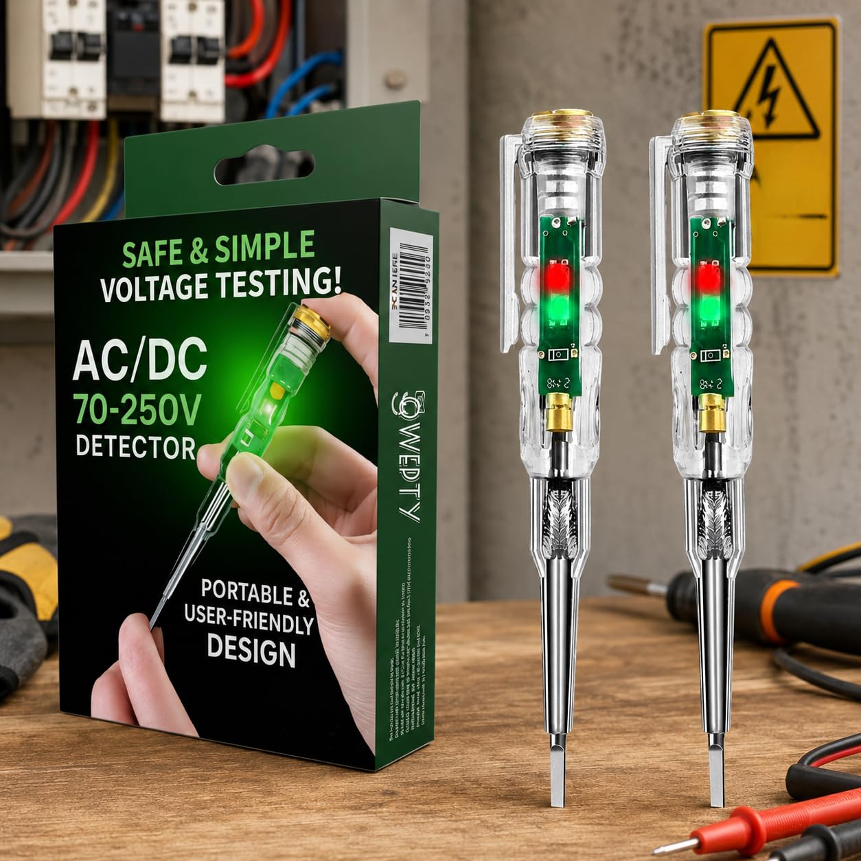 2PC Fast Detect Wiring Faults AC DC Measuring Current Intelligent Waterproof Voltage Tester Pen Line Fault Detector Plug Tester 70–250V AC Electrical Socket Circuit Testers LED Built-in Screwdriver-image-25