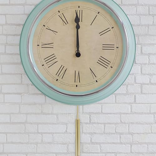 Miniatura 2 de VOSAREA Reloj de pared unisex con péndulo, dorado, pantalla analógica, 12 pulgadas de diámetro