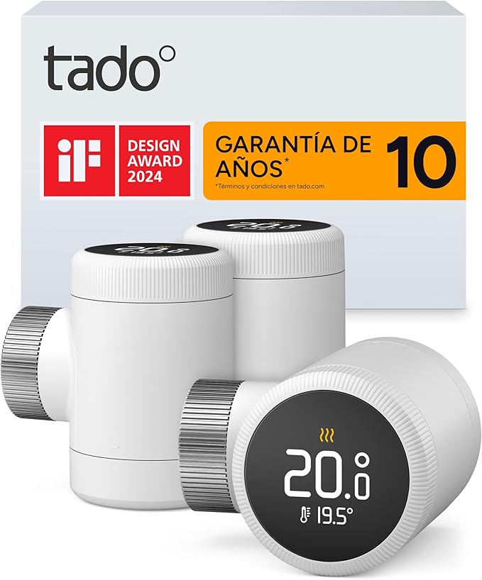 tado° Termostato de radiador inteligente X: Pack Trío, aplicación y altavoz inteligente (Alexa, Siri, Google Assistant), ahorra energía, instalación sencilla
