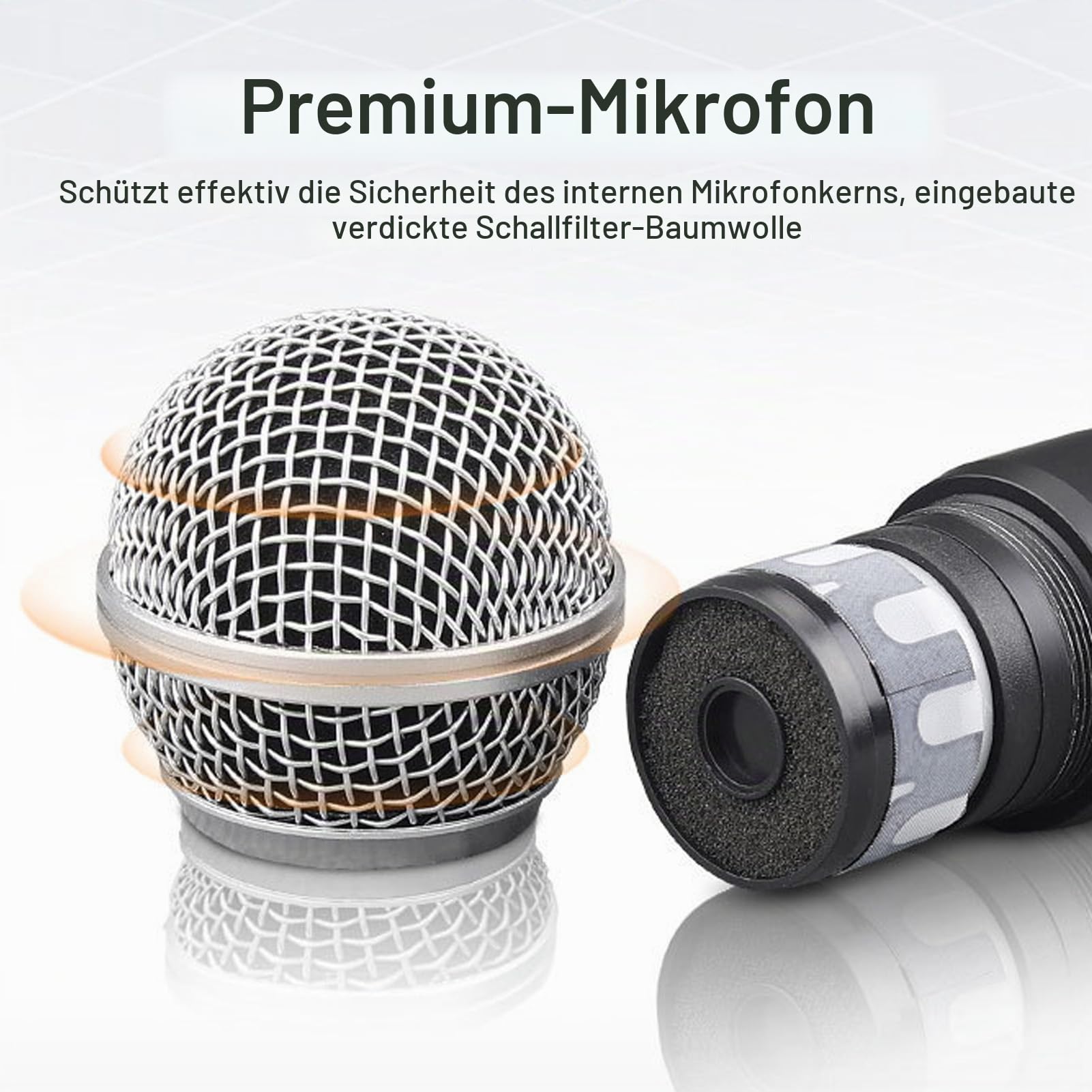 Drahtloses Mikrofon, Kabelloses VHF-Handmikrofon mit Empfänger, 30 M Reichweite, Dynamisches Mikrofon Zum Singen, Karaoke, mit Glitzer-Mikrofonhülle