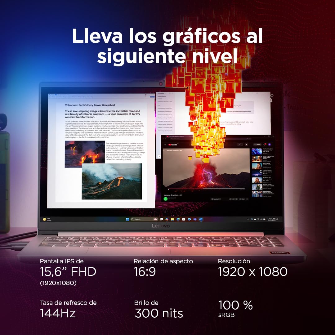 Lenovo LOQ Essential Gen 10 - Ordenador Portátil Gaming IA 15.6" FHD (AMD Ryzen 7 7735HS, NVIDIA GeForce RTX 4050, 16GB RAM, 512GB SSD, 144Hz, Wi-Fi 6, Sin Sistema Operativo) QWERTY Español - Gris
