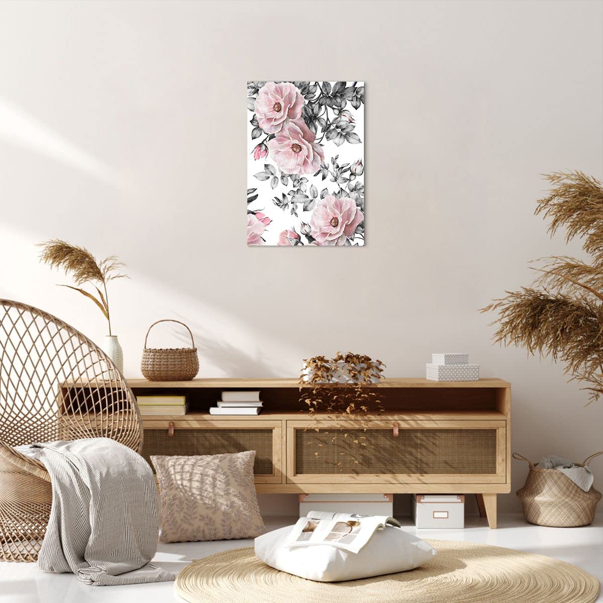 LZRNWP Cuadros En Lienzo Imagen De Flor De Rosa Rosa Decoracion De Pared Arte De La Pared 5 Piezas HD Imagen Impresiones Sobre Lienzo Modernos Mural Fotos Para Salon Dormitorio Baño Comedor