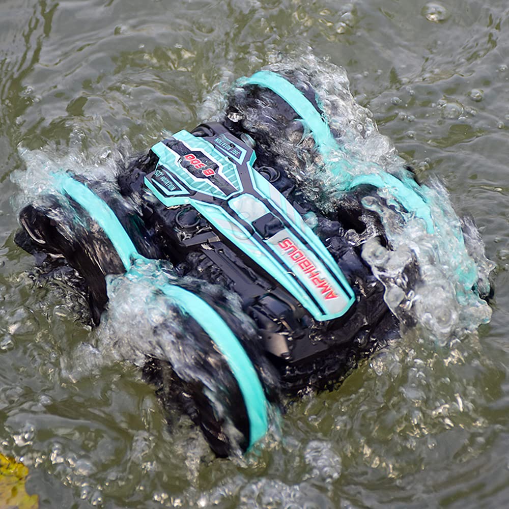 AmazeFun Amphibisches Ferngesteuertes Auto, Gestensensor 4WD Ferngesteuertes Off-Road Spielzeugauto für Kinder, 360 Grad Drehbares 4,5,6,7,8 + Jahre alte Kindergeschenke