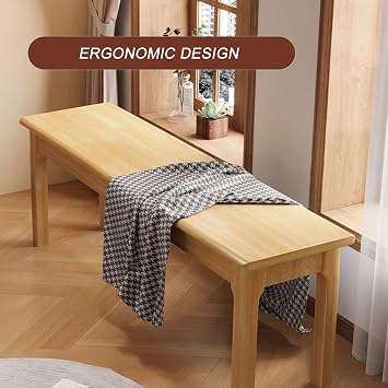 Modern Solid Wood Dining Bench with Rounded Corners, 39.4in Walnut End of Bed Seating, Stylish Home Décor for Dining Room, Living Room, Hallway, and Bedroom