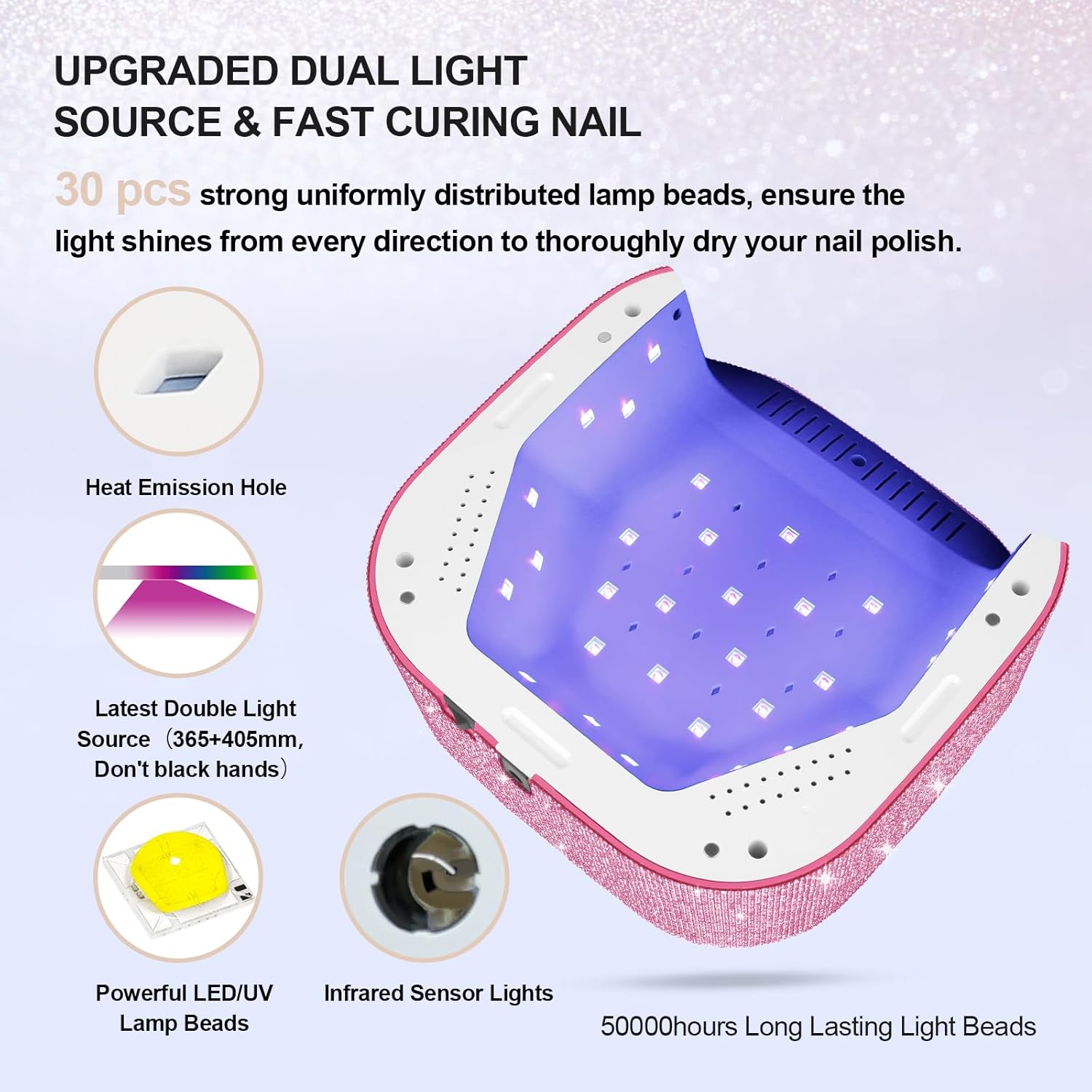 Lavinda UV Nail Lamp 54W, Cordless Gel UV Led Nail Lamp for Gel Nail Polish & 35000RPM Electric Nail File for Acrylic Gel Nails, Cordless Portable Nail Drill
