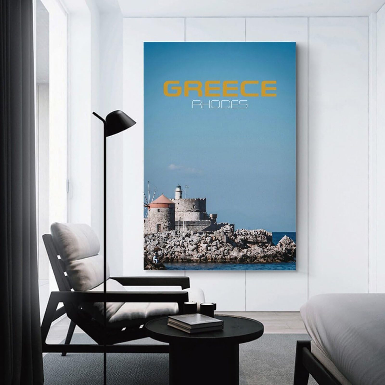 Junmoney Rhodes, Greece Wall Art Print 24x36inch(60x90cm), for Living Room, Bedroom Or Home Office, Thoughtful Wall Decor for Art Lovers