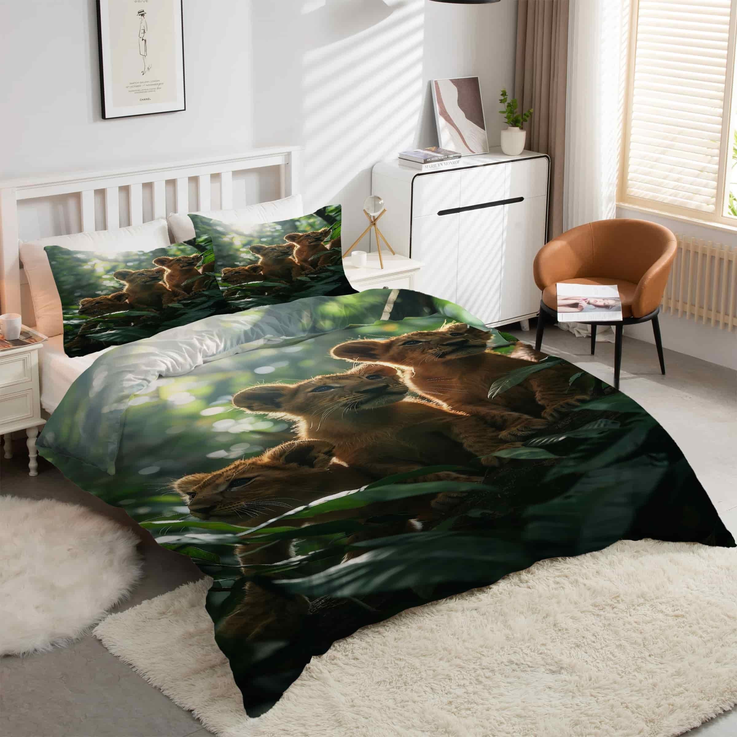 Housse de Couette 240 x 260 Lion : Finie la Couette qui Glisse Grâce au Zip Intégré
