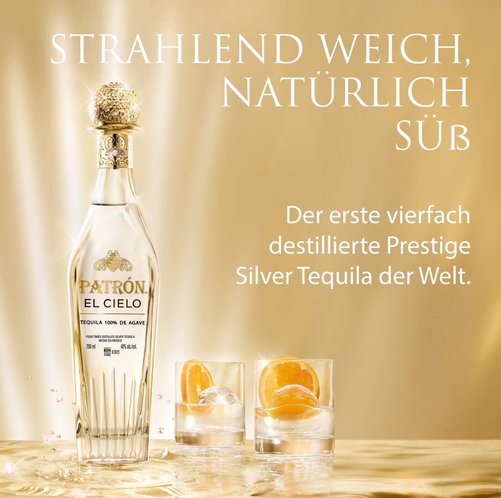 PATRON EL CIELO Premium Silver Tequila, 40% Vol., 70cL / 700mL, Alkohol aus 100% Weber Blue Agave, wird in kleinen Chargen in Mexiko handgefertigt