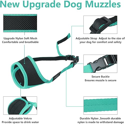 Miniatura 3 de Bozal para perro, bozal de nailon suave para perros pequeños, medianos y grandes, labrador, pastor alemán, Chihuahua, malla de aire, transpirable,