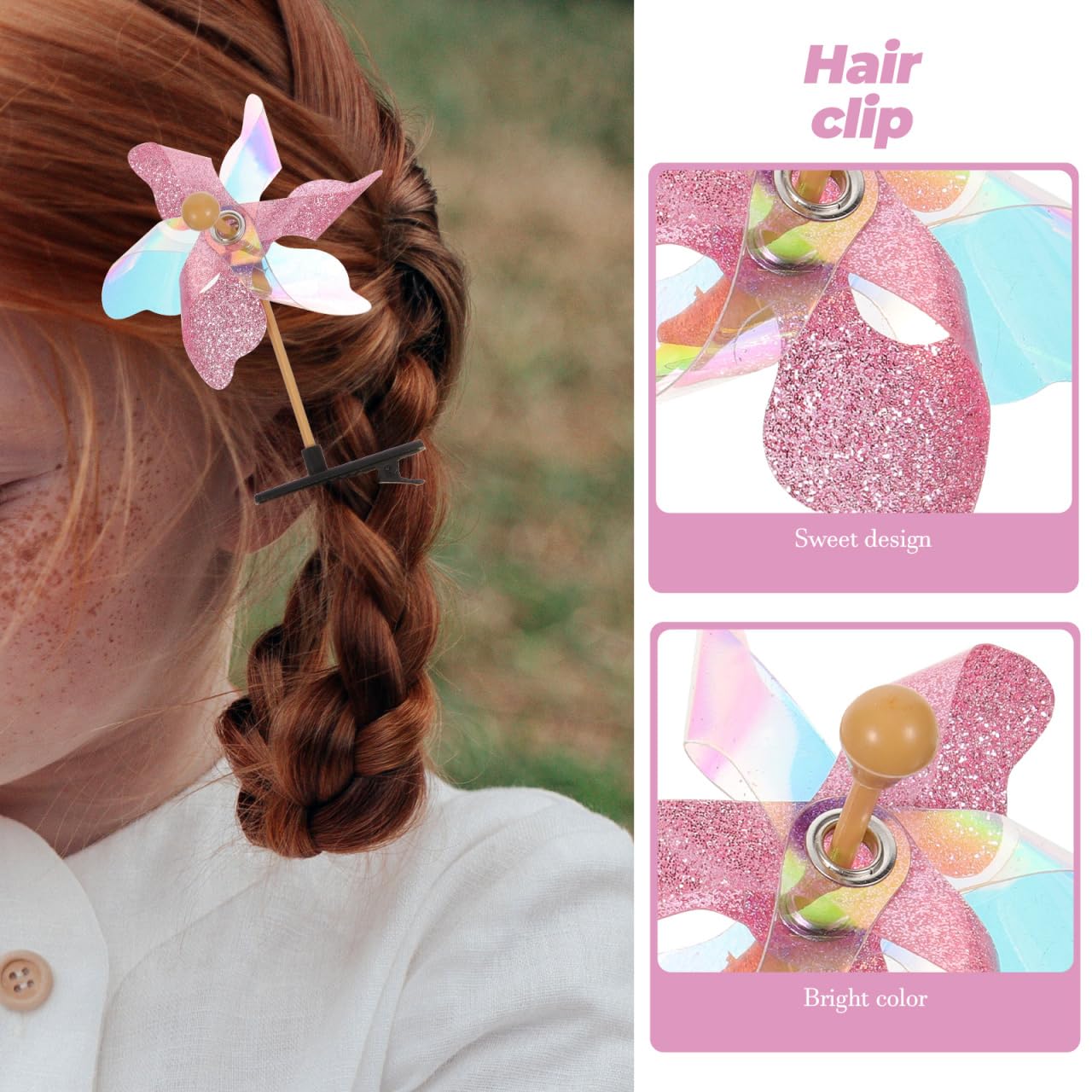 Abaodam 11pcs Sequin Windmill Hair Clips Pinwheel Hair Clips for Girls Accessories Easy Clip Barrettes for School Travel Birthday Holiday Daily Wear image 2