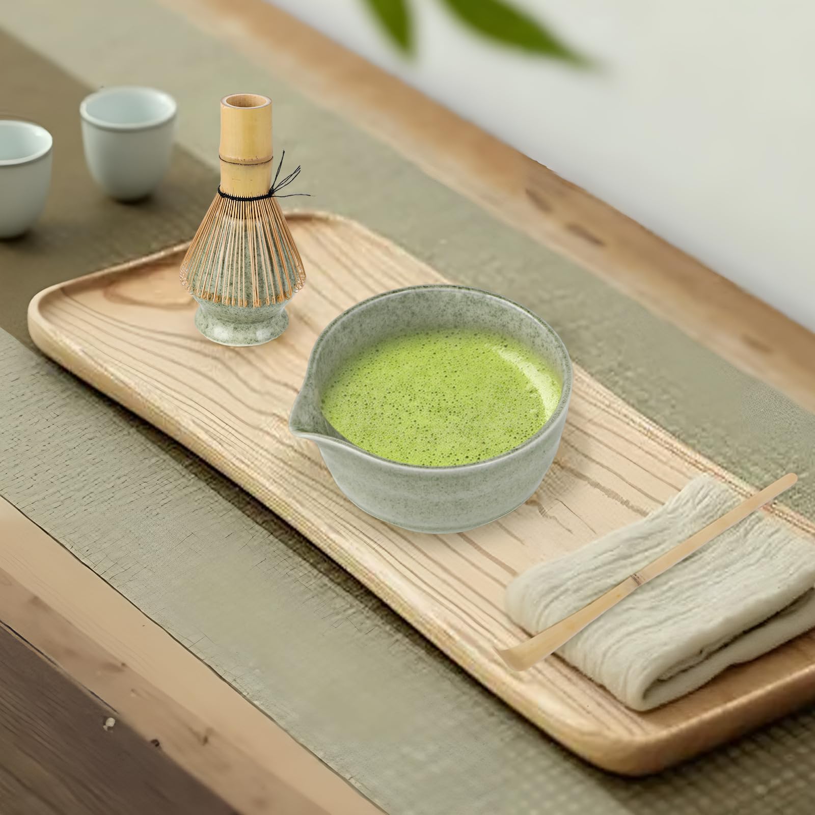 Matcha Kit - Té Matcha Kit de 4 Piezas, Batidor Té Matcha, Cuenco Té Matcha, Soporte Chasen y Cuchara Matcha - Kit Matcha para la Ceremonia del Té - Ideal para el Hogar, la Oficina y Como Regalo