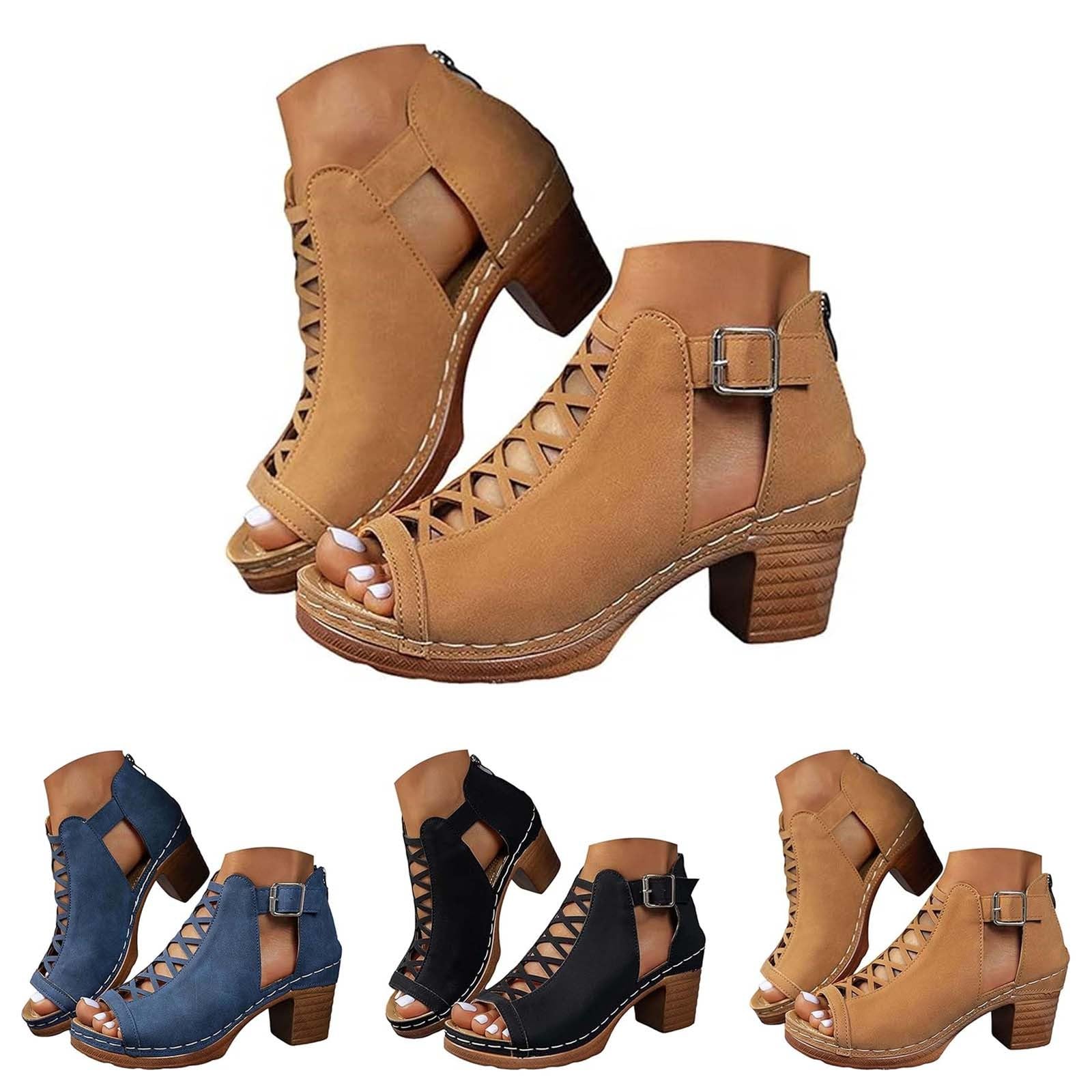 Sandali Donna Estive Zeppa Ortopedici Comodi Sandali estivi da donna con tacco largo con fibbia laterale scarpe e alla casual Estivi Scarpe Zeppa Estive