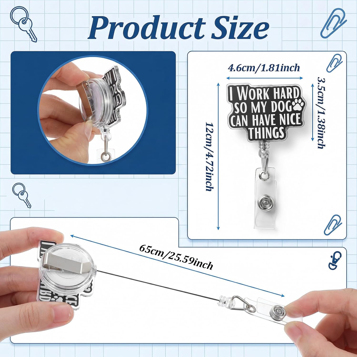 Ymapinc Nurse Badge Reel, Retractable Bling Dog Badge Reel image 2