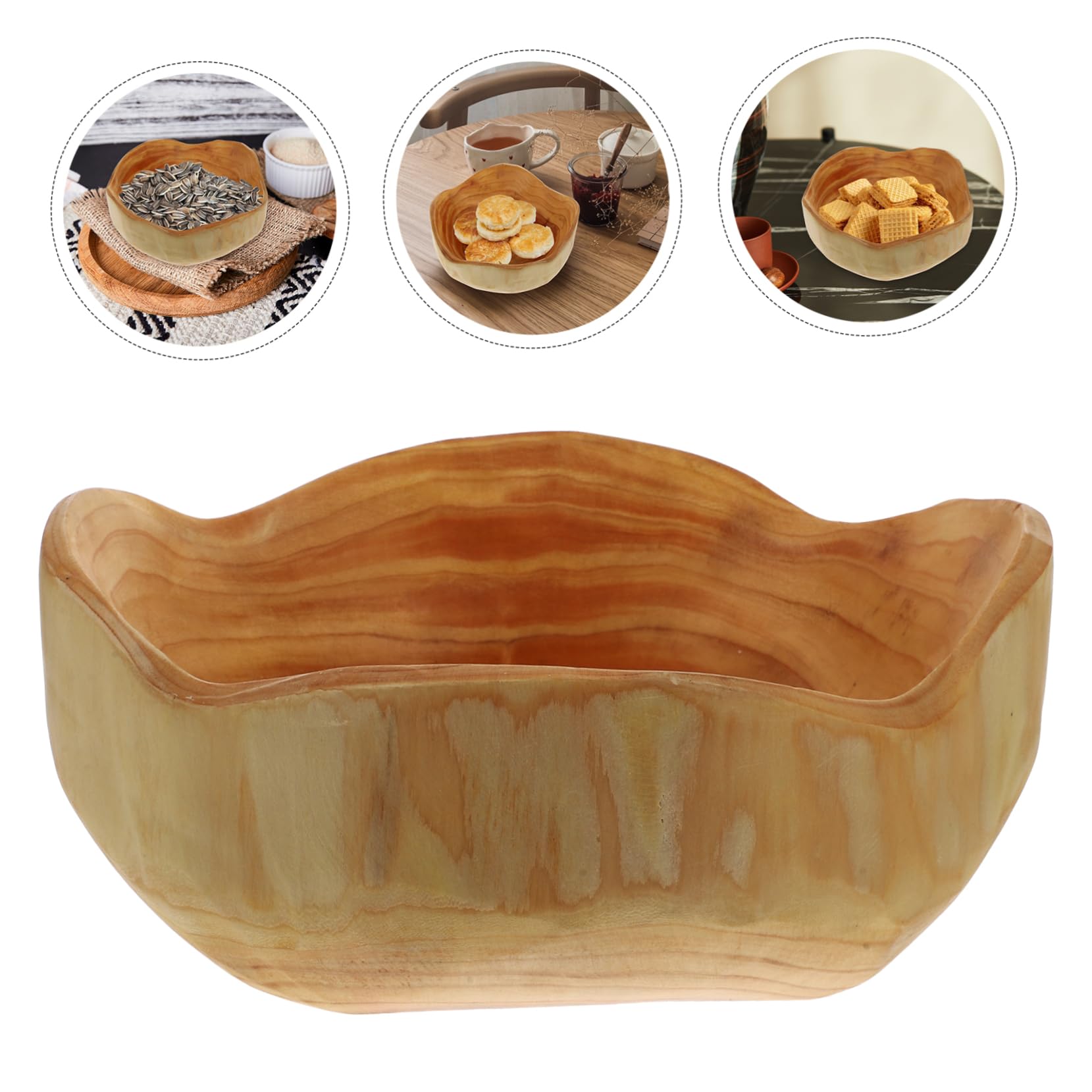 Mikinona Holz Servierbrett Obstteller Tischplatte aus Holz Servierplatte Holzplatte Obstschale Brotteller Gebäckteller Vorspeisenteller