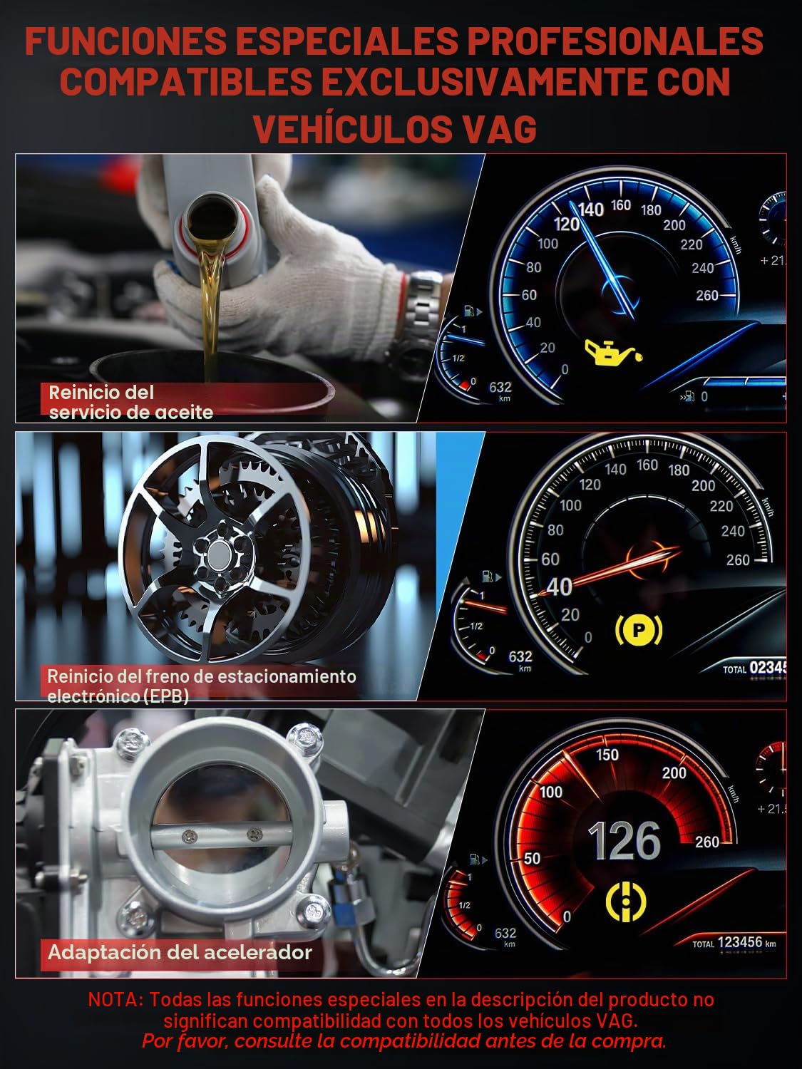 Herramienta de Diagnóstico de Coche Ancel Compatible con Vehículos Volkswagen VW Audi Skoda Seat, Escáner OBD2 con Adaptación del Acelerador, Servicio de Aceite, EPB, Reinicio de Pastillas de Freno