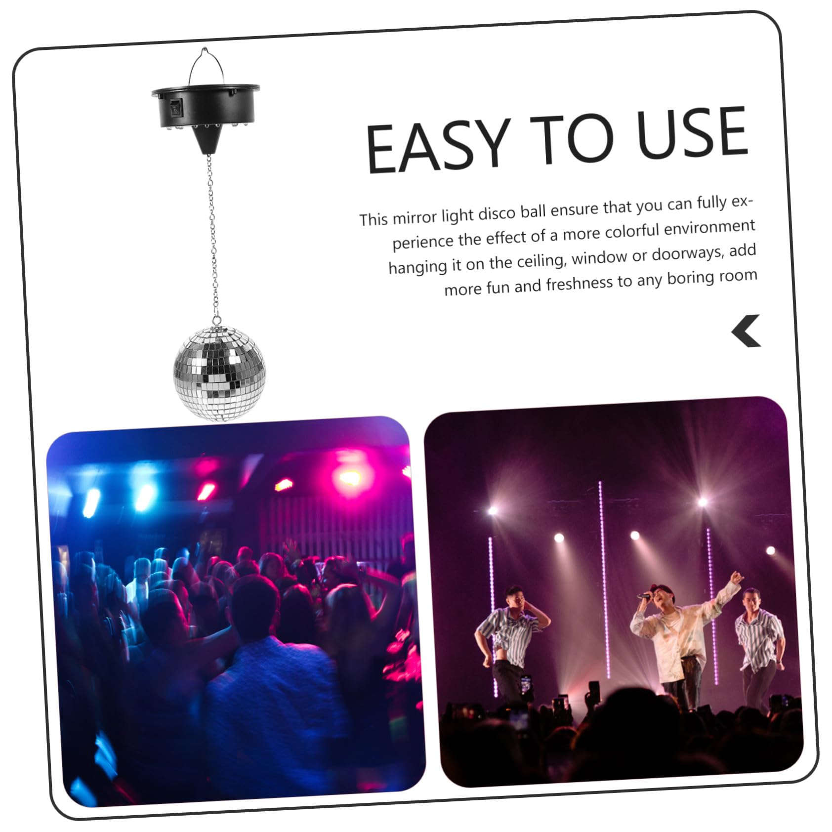 SOIMISS Boule Disco Rotative à Facettes en Plastique Argenté Légère Mode Constant et Rotation, pour Club et Bar, Décoration Lumineuse pour Fêtes