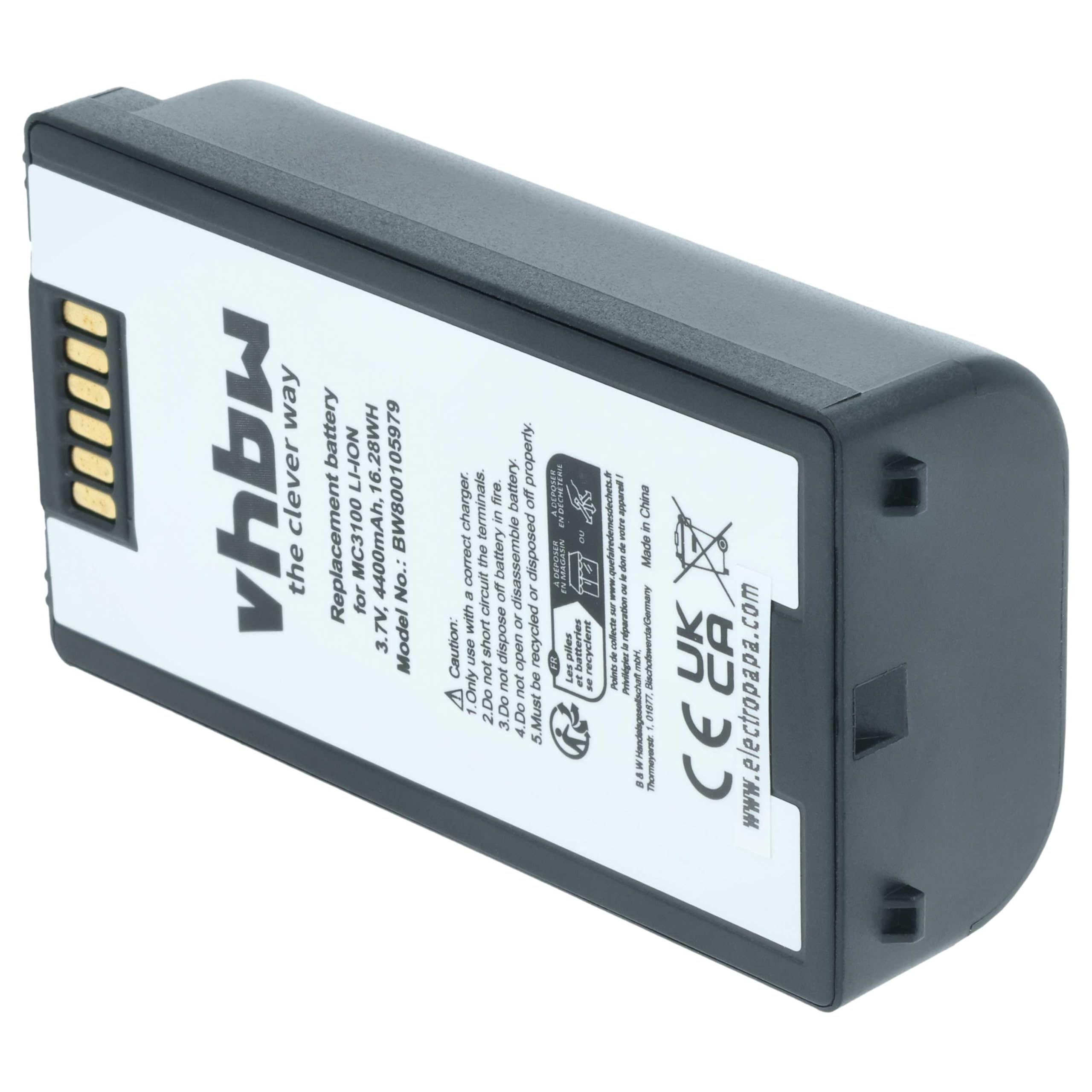 vhbw 2 x wymienna bateria do symbolu 82-127909-02, BTRY-MC31KAB02, BTRY-MC31KAB02-50 do skanera kodów kreskowych POS (4400mAh, 3,7V, Li-ION)