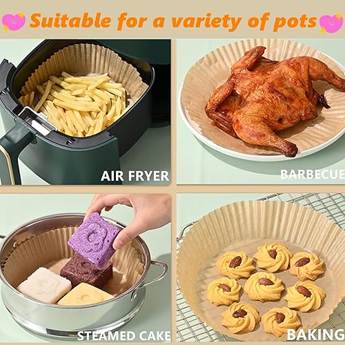 Miniatura 4 de SSQQ Papel de pergamino para freidora de aire para hornear, forro de papel desechable para freidora de aire, 6.3 pulgadas7.9 pulgadas, papel de