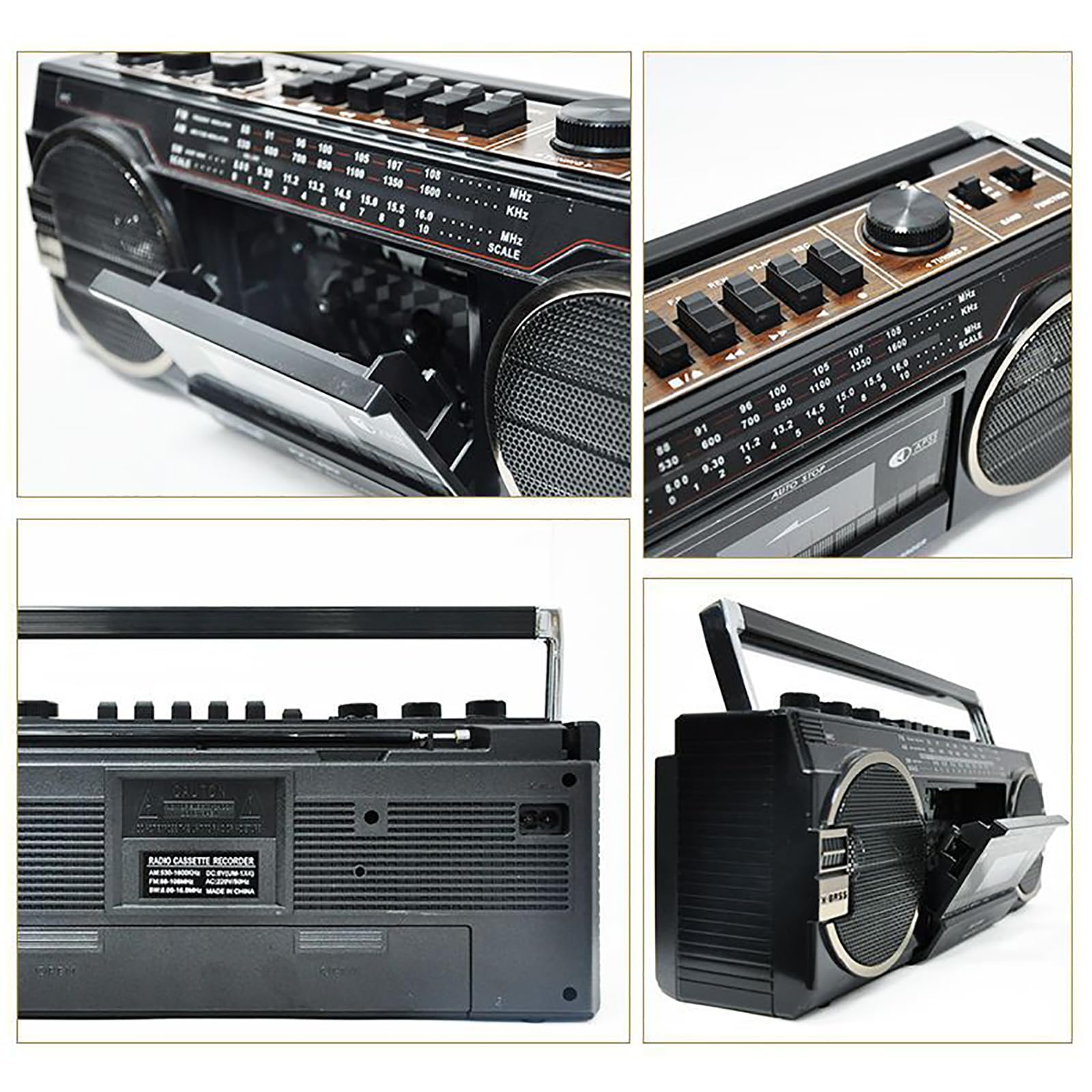 Radio Retro, Reproductor de Casete de Radio Retro, Reproductor de Cinta, Boombox Bluetooth Retro, Radio Am/FM, transmisión por Cable e inalámbrica con Altavoces duales, e