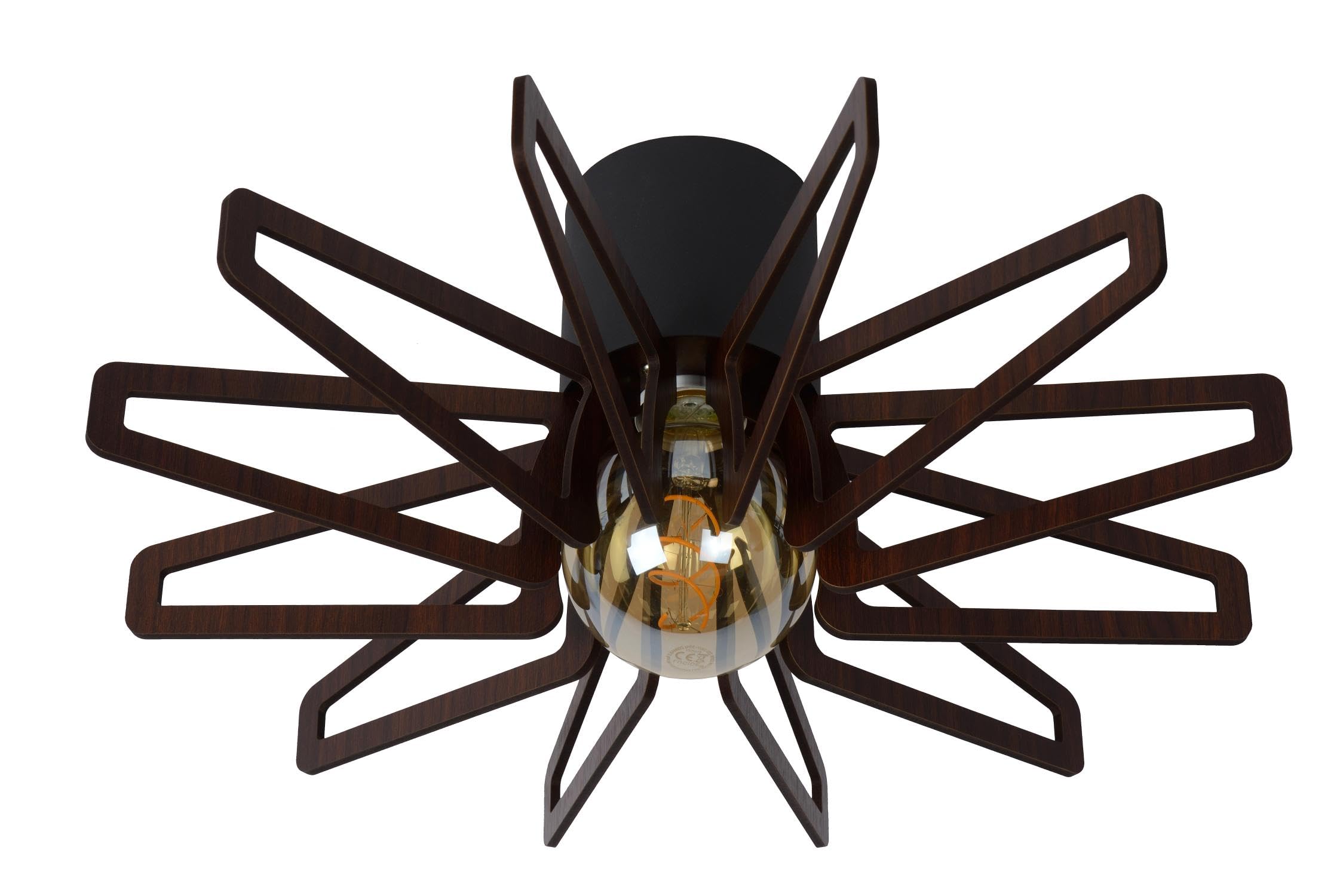 Lucide 77185/30/30 Plafoniera A LED In Metallo - 15W - Nero E Oro Opaco - Dimmabile Con Interruttore Esterno - 2