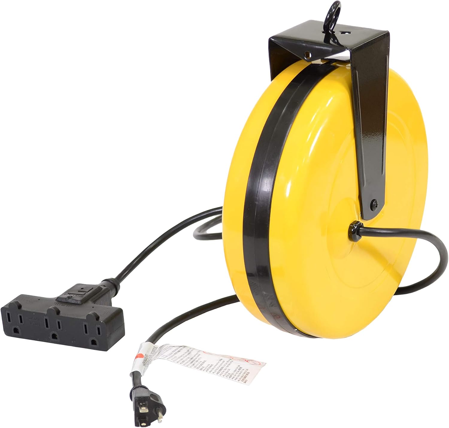 Alert ProReel 5000A-30GF-CB Heavy-Duty Retractable Extension Cord Reel | 30' - 16/3 SJTW Retracting Cord | Tri-Tap Grounded Outlet with Power Light | 10amp Circuit Breaker