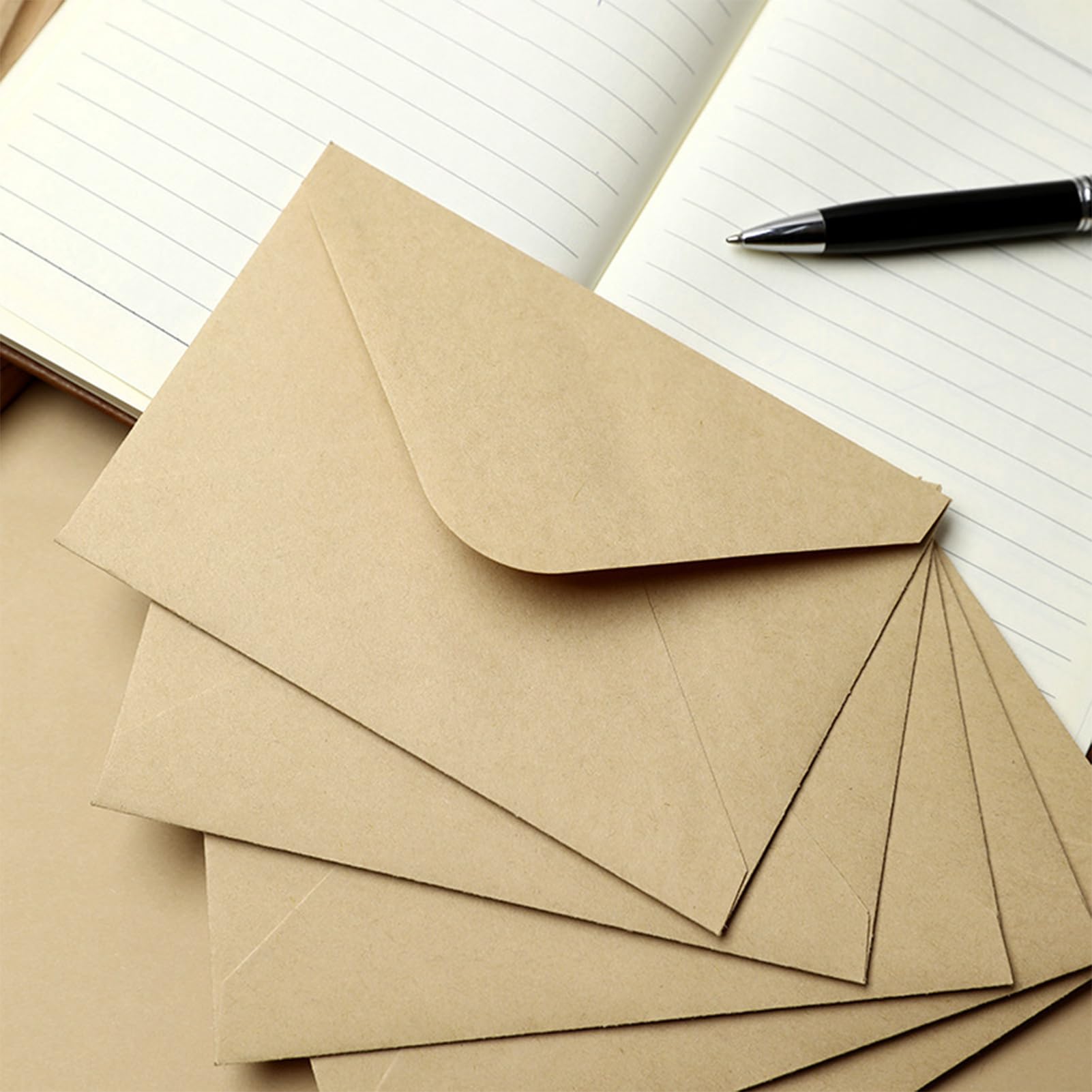 Enveloppes carrée kraft 70x100mm avec carte blanche pour lettres remerciement cadeau vœux
