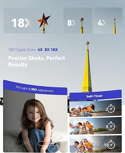 Miniatura 4 de Cámara digital, cámara digital real de 2.7 K de doble pantalla para fotografía, cámara de vlogging de enfoque automático para video de YouTube, zoom