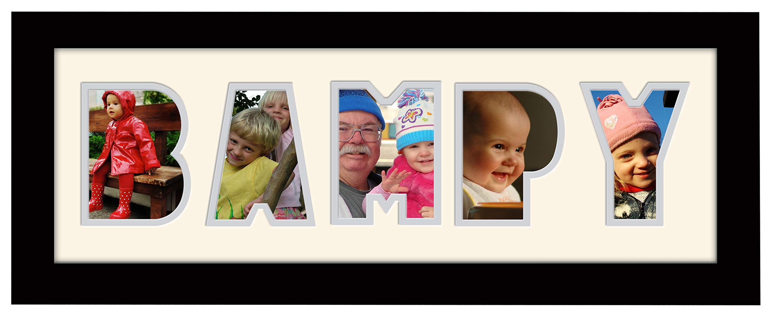 Photos In A Word Black Finish Frame Cream Mount Grey Inside Bampy Photo Frame Welsh Word Photo Frame 1245A (Black Finish Frame Cream Mount Grey Inside)