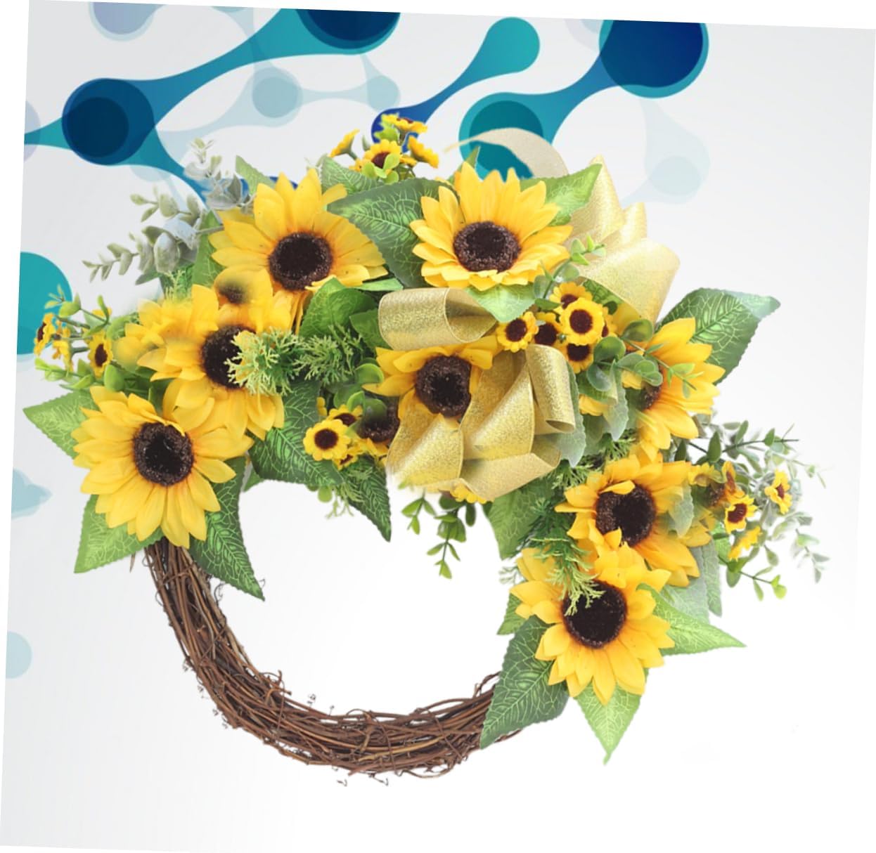 1Pc Sunflower Door Garland Front Door Decoration Realistic Greenery Wreath for Bedroom Living and Game Decor Cheerful Yellow Sunflower Ornament