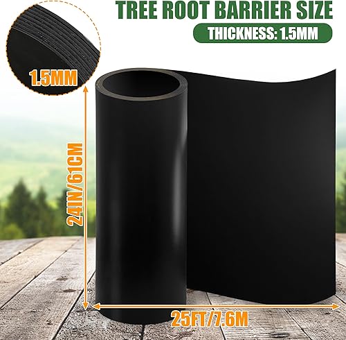 Miniatura 2 de Barrera de raíz de árbol, barrera de raíz de árbol de 24 pulgadas, barrera de bambú resistente que protege aceras, carreteras y calzadas de 20 pies