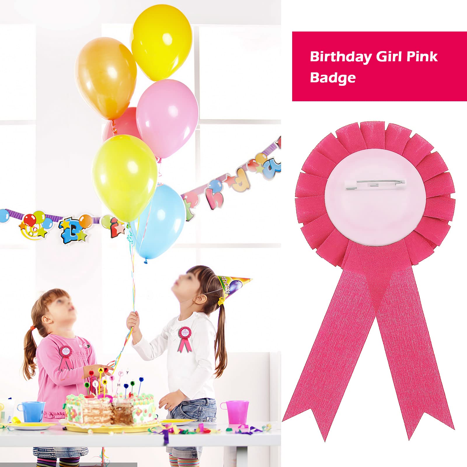 Birthday Girl Feier-Set – Rosafarbene Schärpe, Glitzer-Stirnband & Rosettenabzeichen, 3-teilig