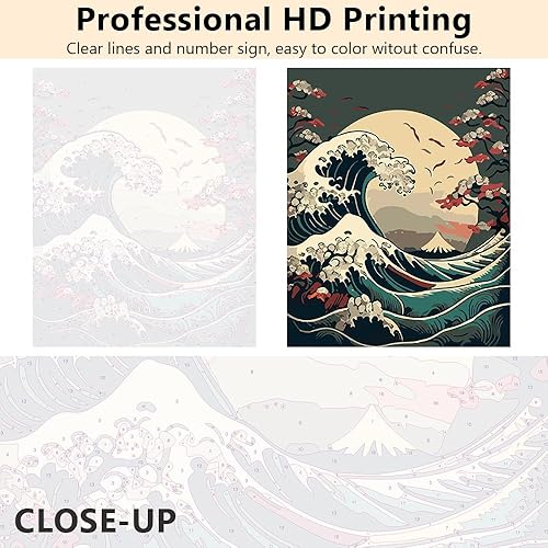 Miniatura 9 de TUMOVO Pintura por números para adultos, hermosa pintura acrílica de lago por números, fácil de pintar por números para principiantes, pintura de