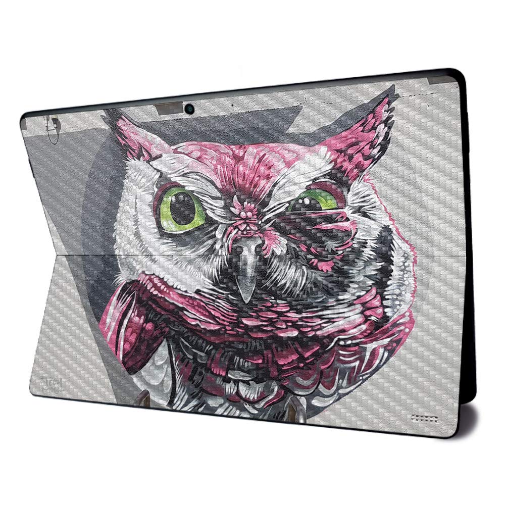 MightySkins Carbon Fiber Skin for Microsoft Surface Pro X - Owl Wink | Textured Carbon Fiber Finish | Easy to Apply, Remove, and Change Styles | Made in The USA