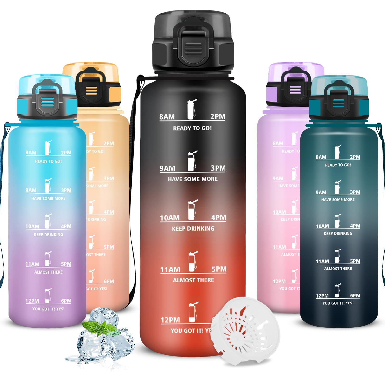 Wasserflasche, Trinkflasche 1 5 liter, Auslaufsicher, Trinkflasche Auslaufsicher, Kann mit dir Tragen, Wasserflasche mit Zeitmarkierung, Water Bottle für Wandern, Klettern, Triathlon, Fitness