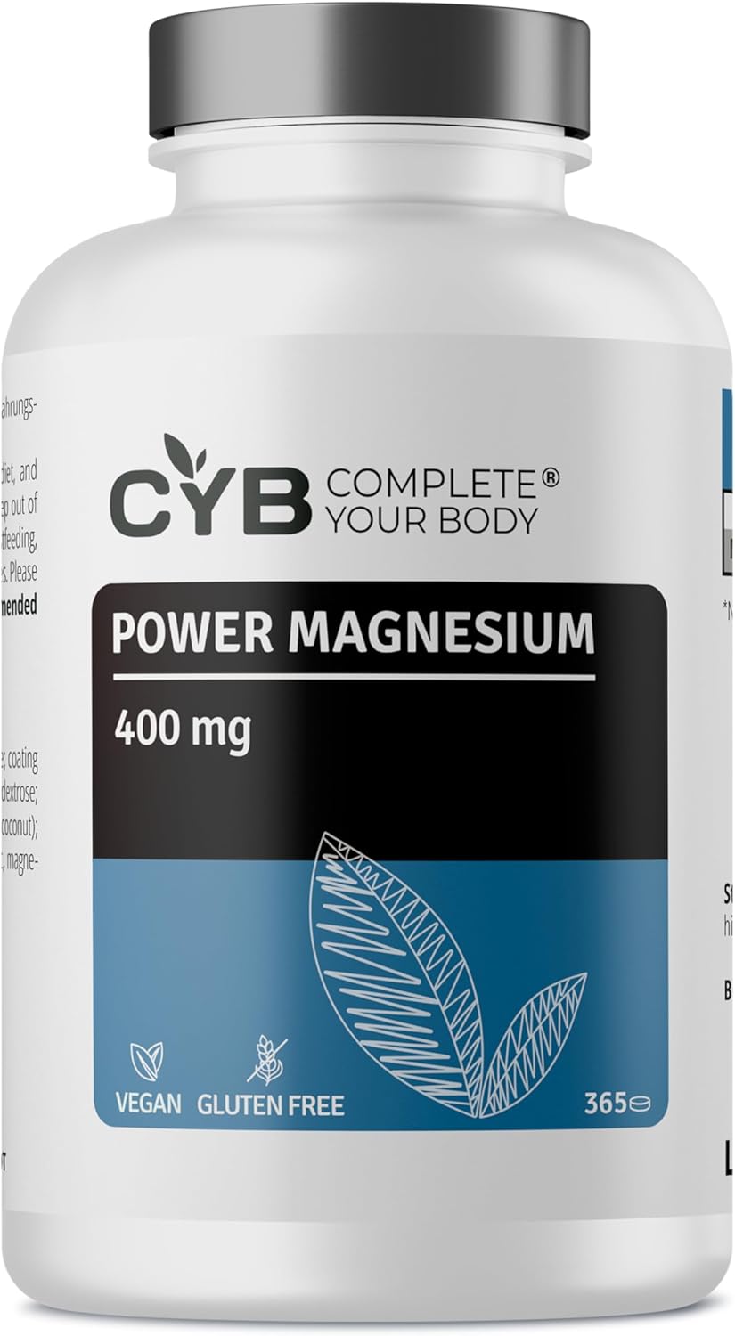 Magnesium Tabletten Hoge Dosis 400mg – 365 Tabletten 1 Jaarvoorraad – Veganistisch – Lab Getest – Maak Je Lichaam Compleet
