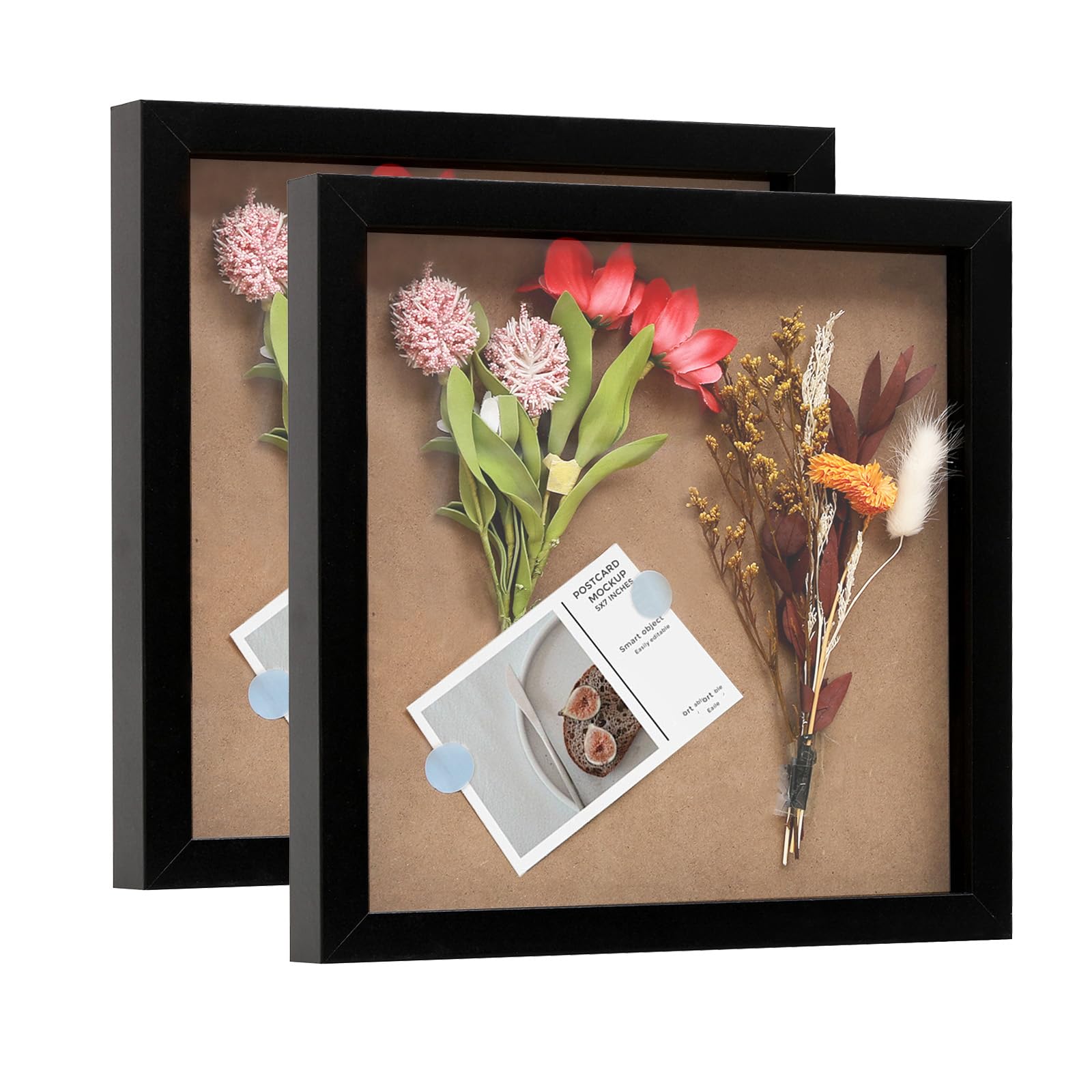 Muzilife 10x10 Shadow Box 3D Picture Frames, Wood, Real Glass, White,2 Pack — image 1