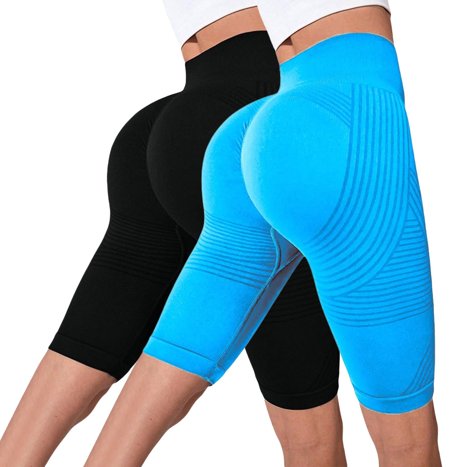 Generico Leggins 3D Anticellulite Corti Donna, Push Up Sculpture Lipedema a Compressione Controllo Graduata Anti Cellulite Leggings Sportivo Vita Alta Senza Cuciture Calze Compressione Graduata Donna