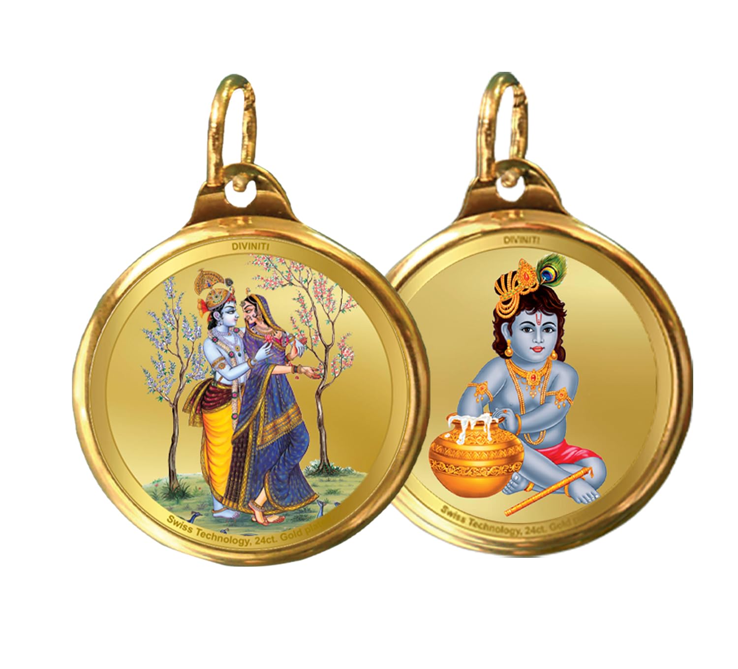 DIVINITI 24K Gold Plated Double-Sided Religious Pendant with Premium Gift Box, Spiritual Locket for Men & Women, Devotional Jewellery for Gifting & Everyday Wear