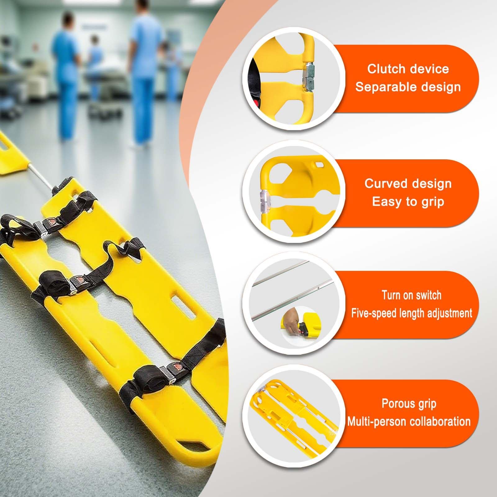 Barella Radiolucente Barella A Cucchiaio Pieghevole, Barella for Trasferimento Paziente Portatile for Barella Medica Pieghevole Leggera for Emergenza Antincendio