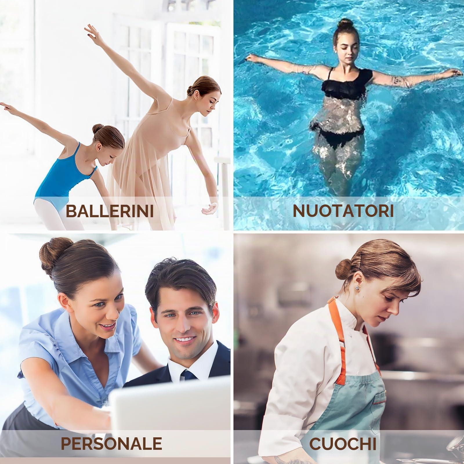 Qufiiry 35 Retine per Capelli Chignon con Bordo Elastico, per Infermiere, Ballerini, Hostess di Compagnie Aeree (Marroni)
