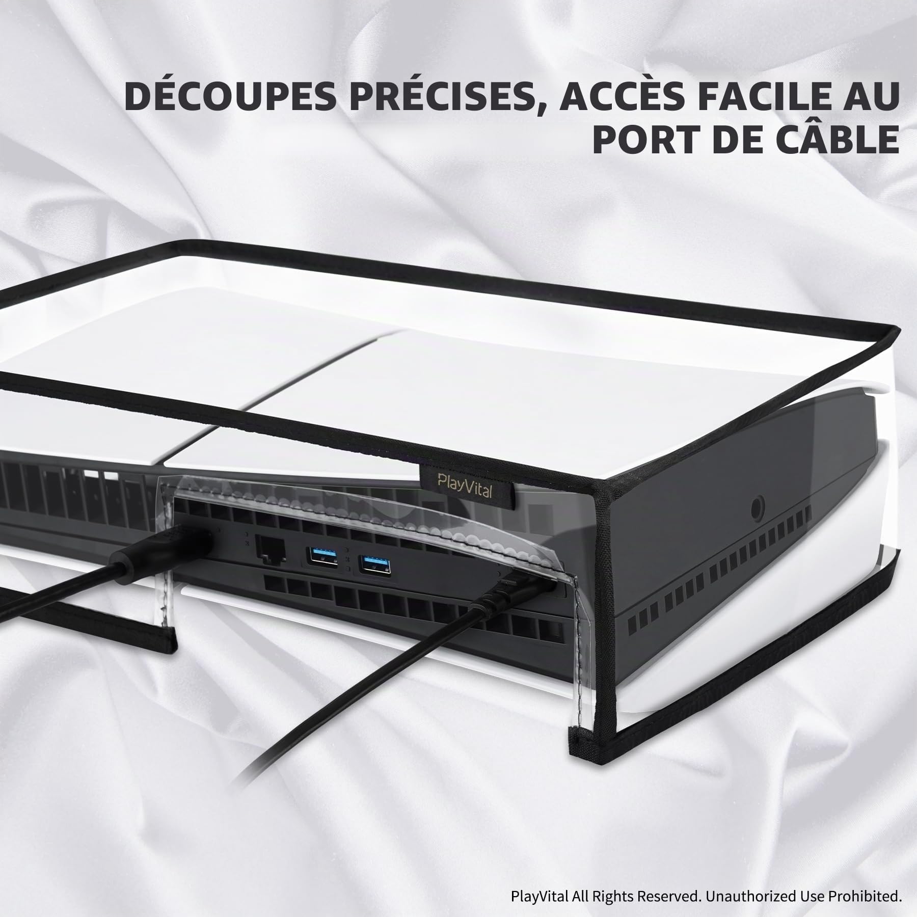 PlayVital Housse Anti-Poussière pour ps5 Slim Standard Console,Accessoire Protection pour ps5 Slim Cache-Poussière Dust Cover,Disc Edition-Horizontal,Transparent